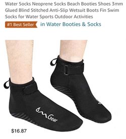 Water Socks Neoprene Socks Beach Booties Shoes 3mm Glued Blind Stitched Anti-Slip Wetsuit Boots Fin Swim Socks for Water Sports Outdoor Activities