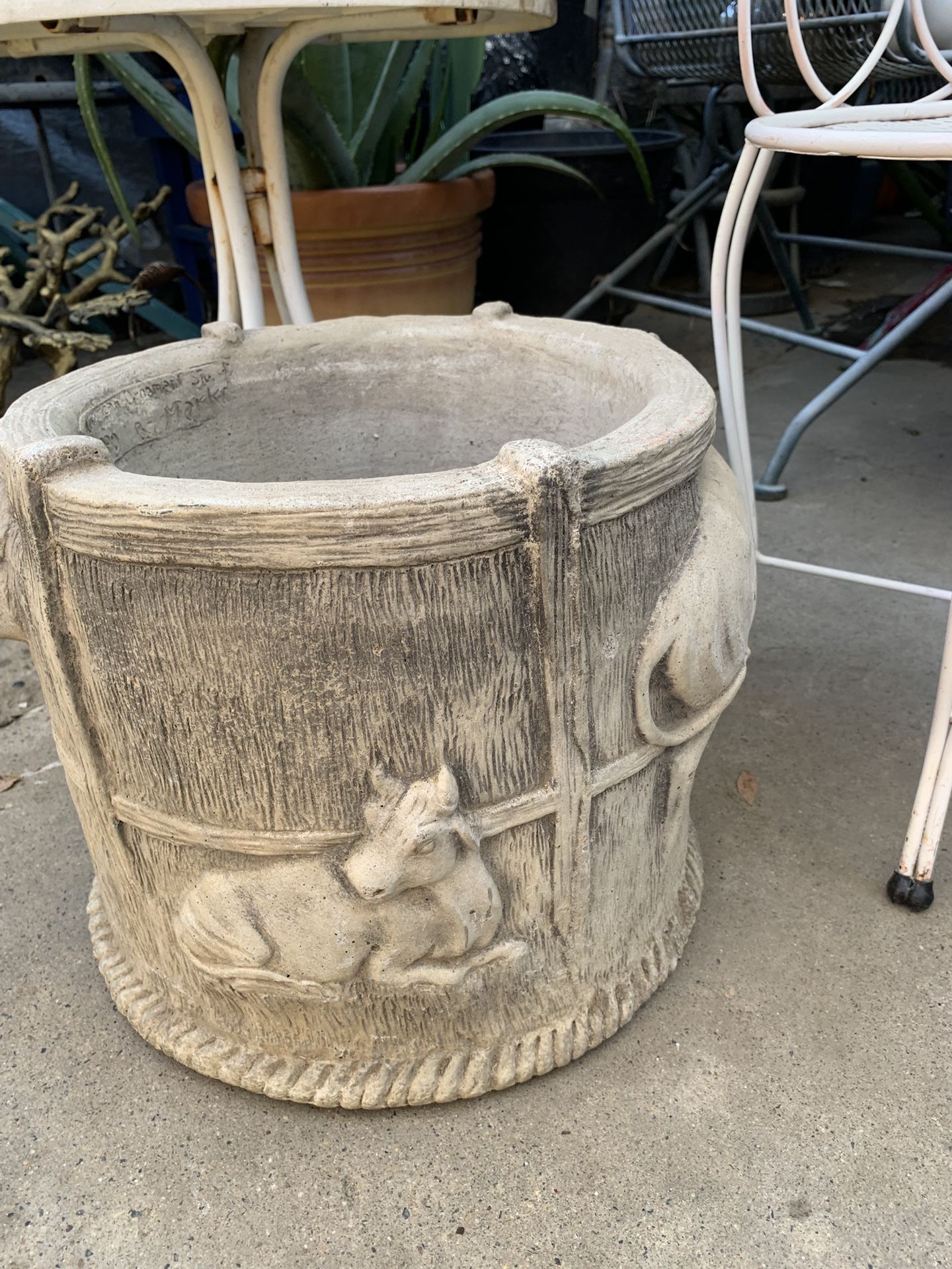 Concrete Pot. Very Heavy. Half Ft Tall
