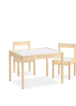 3 piece Kiddy Table & Chair, Natural/White Table Set