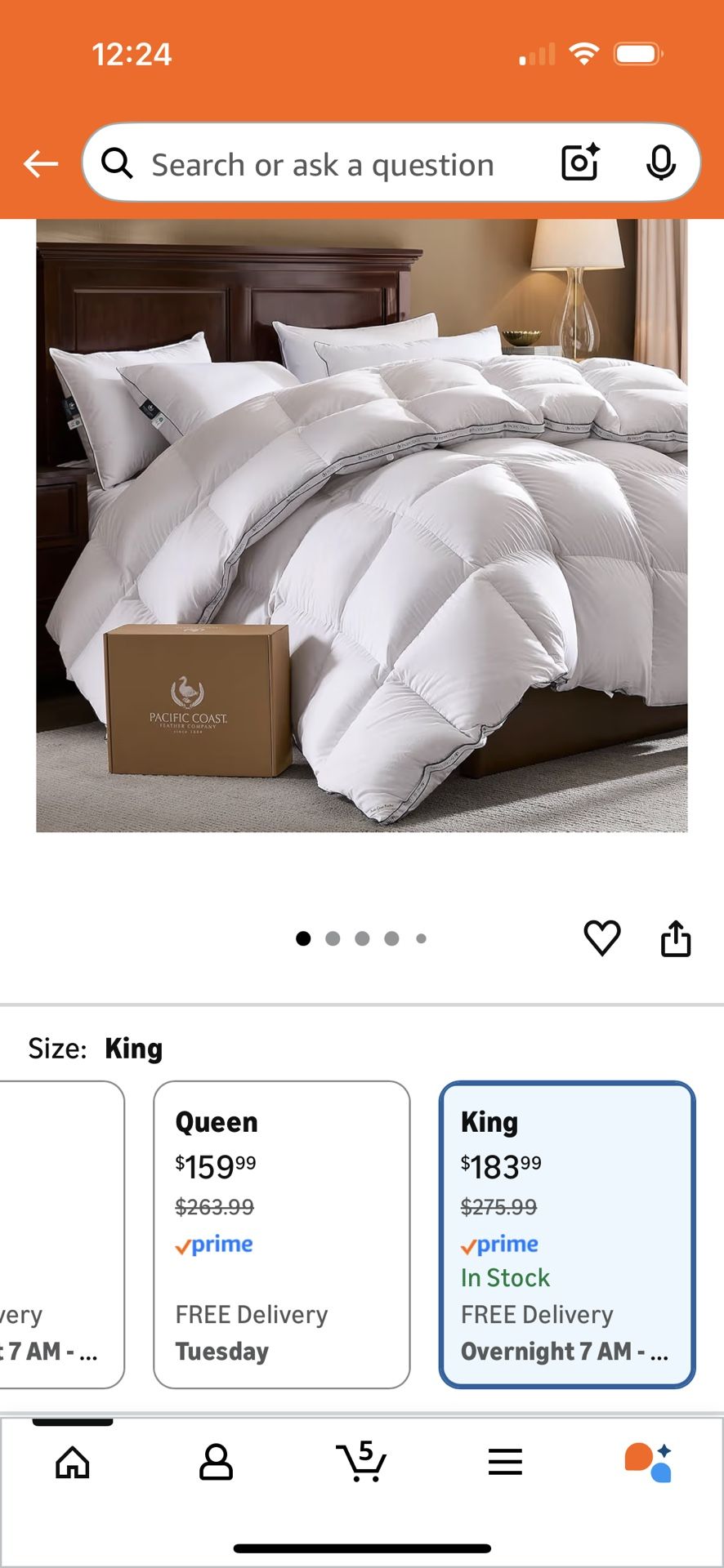 King size duck feather Pacific Coast