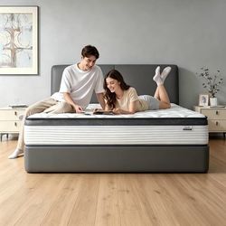 Queen Mattress,12 Inch Queen Size Mattress in a Box, Medium Firm Individual Pocket Springs Blocks Motion Transfer,Even Body Pressure Relief,Comfortabl
