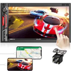7 inch Double Din Car Stereo: aboutBit HD Touchscreen Bluetooth Car Audio Receiver MP5 Multimedia Player – Mirror Link 4 LED Backup Camera