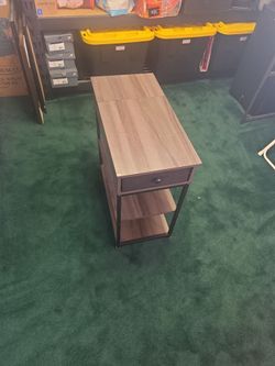 Industrial Side Table with Drawer and Shelves