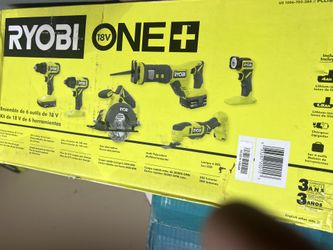 RYOBI ONE+ 18V Cordless 6-Tool Combo Kit with 1.5 Ah Battery, 4.0 Ah Battery, and Charger