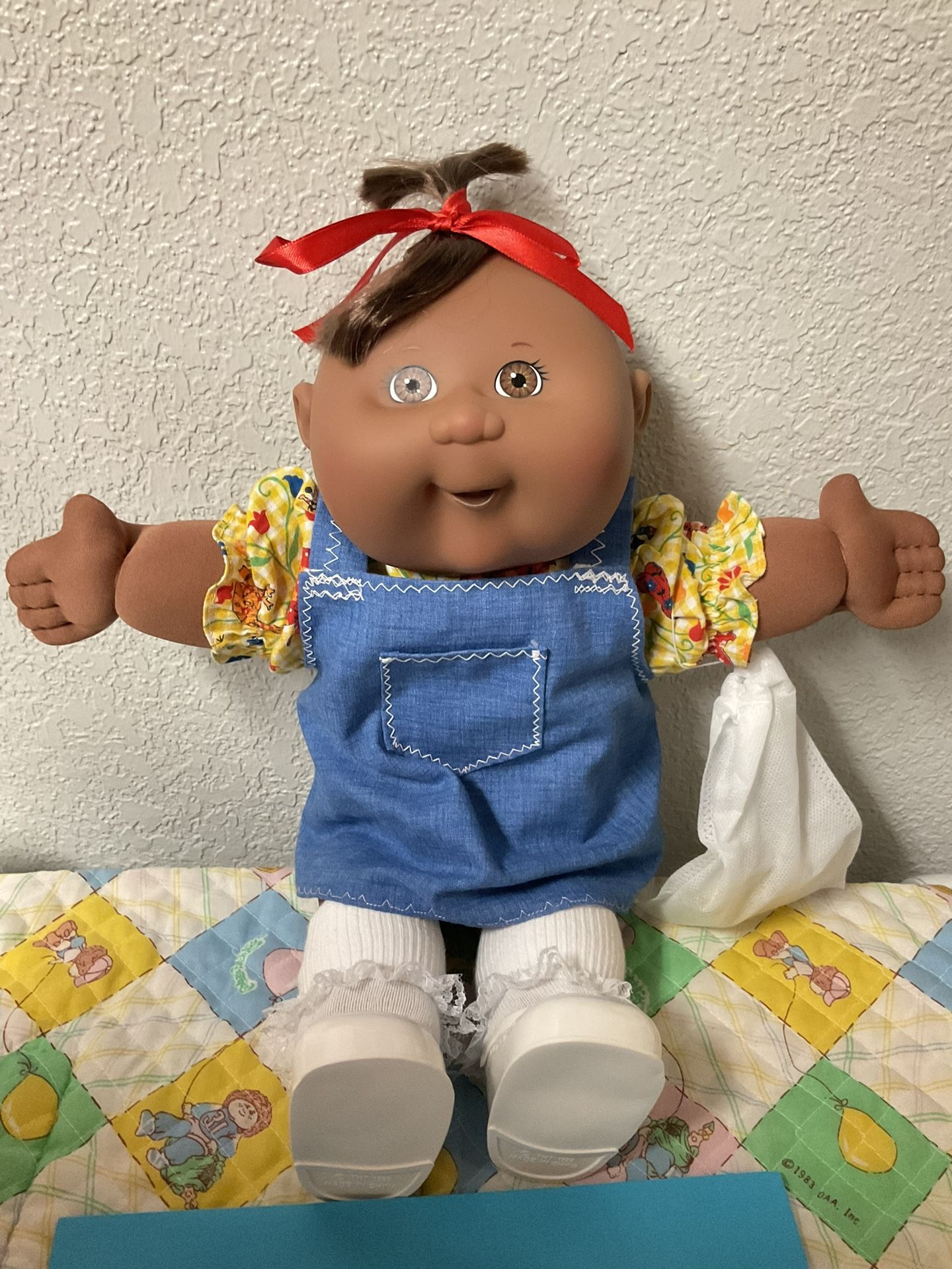 Vintage Cabbage Patch Kid Girl African American Play Along PA-7 Brown Tuft Of Hair 2004