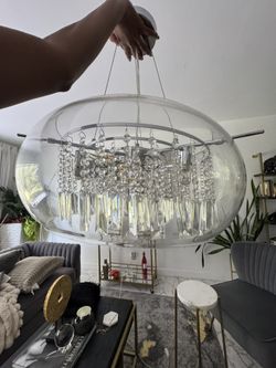 ✨ Modern Crystal Chandelier with Glass Globe Shade ✨