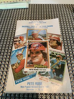 Pete Rose Autographed Ball And Autographed Program  And Collector Plate