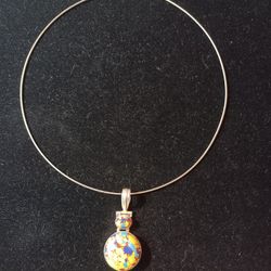 Art Glass 925 Sterling Silver Pendant 19 Imch Steel Magnet Clasp New