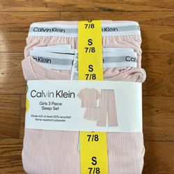 NWT Calvin Klein girls 3pcs pajamas set size S 7/8