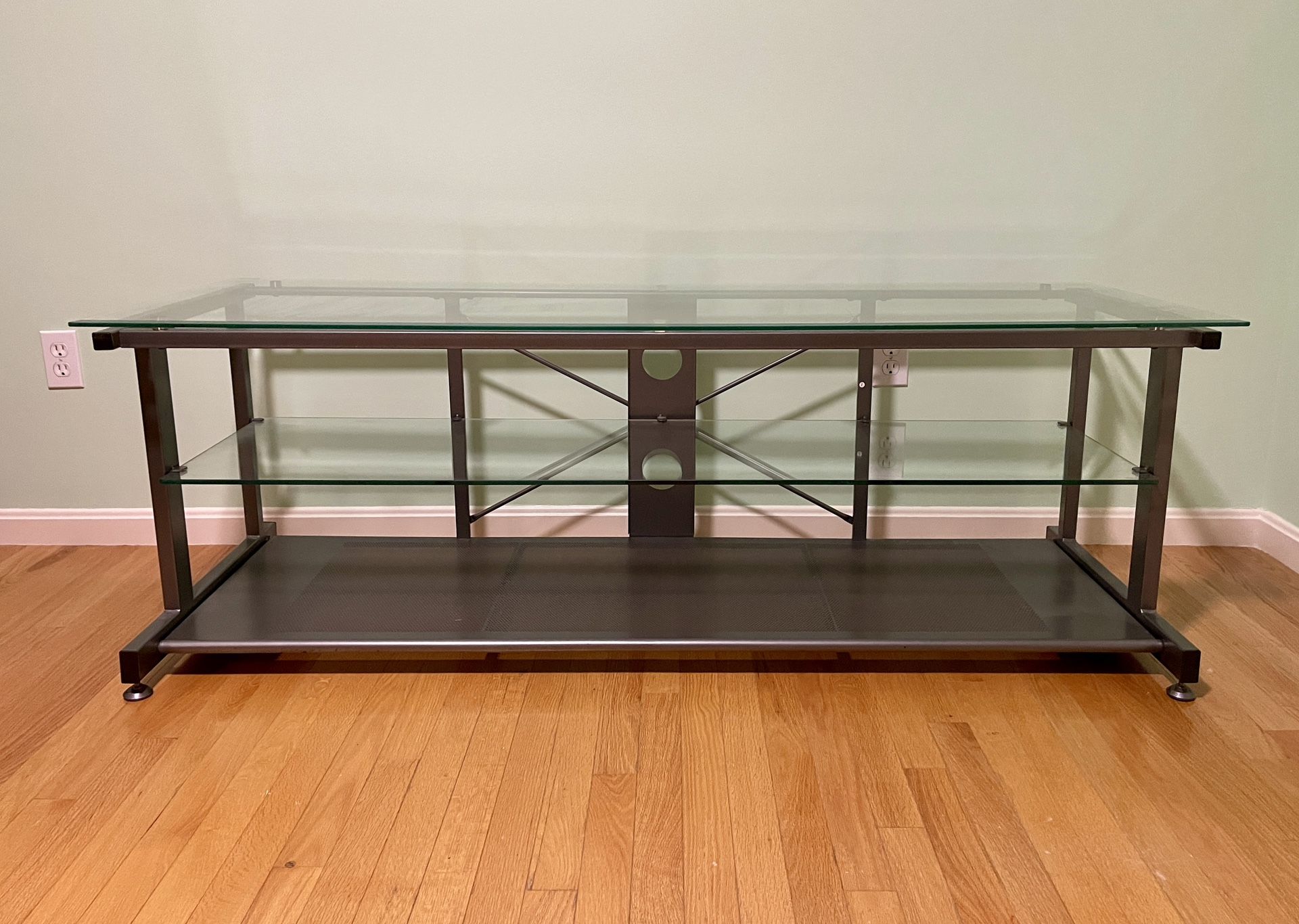 Gray Metal & Glass Contemporary Entertainment Center