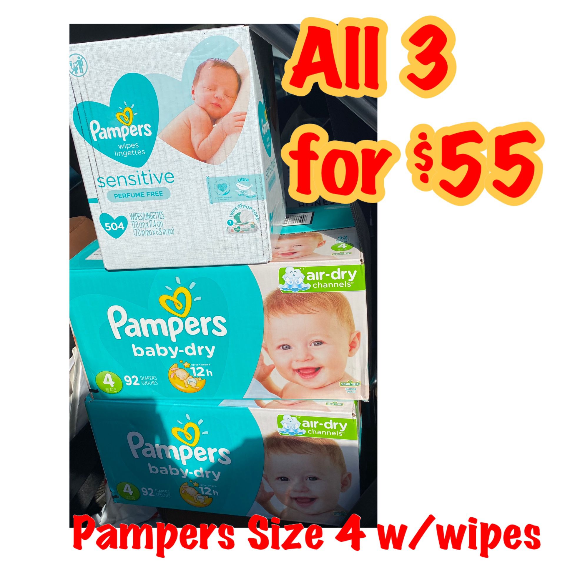 pampers size 4 diapers with wipes bundle