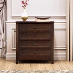 33” (W) Walnut Finished 4-Drawer Dresser (36” H)  [NEW IN BOX] **Retails for $400