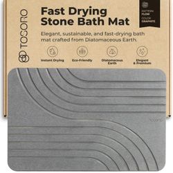 Tosoro Stone Bath Mat Quick Dry, Non-Slip Diatomaceous Earth Bathroom Floor Mat Super Absorbing