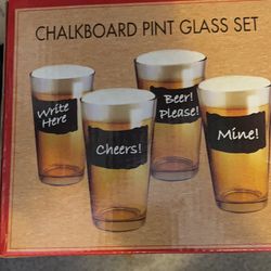  Chalkboard Pint Glass 4 Box 16 Glasses$25