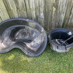 Garden Fountain Setup. 2 Tanks With Pump