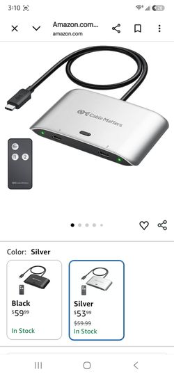 Cable Matters 20Gbps USB C KVM Switch for 2 Computers, Up to 8K@30Hz on Windows, 4K@60Hz on macOS, 140W PD, for Sharing a USB-C/Thunderbolt 4 Monitor 