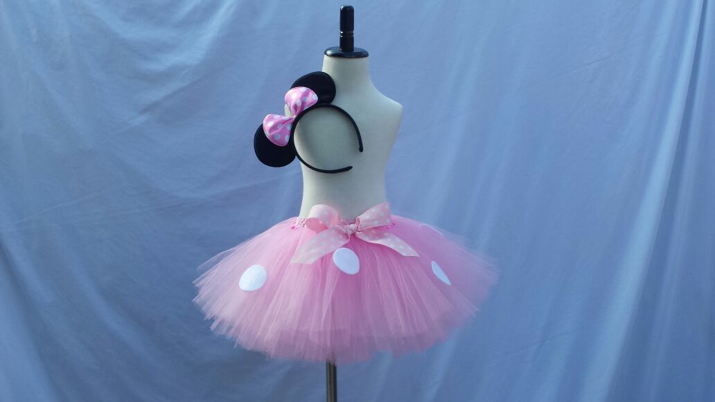 Pink Minnie Mouse Tutu Skirt with Ear Headband