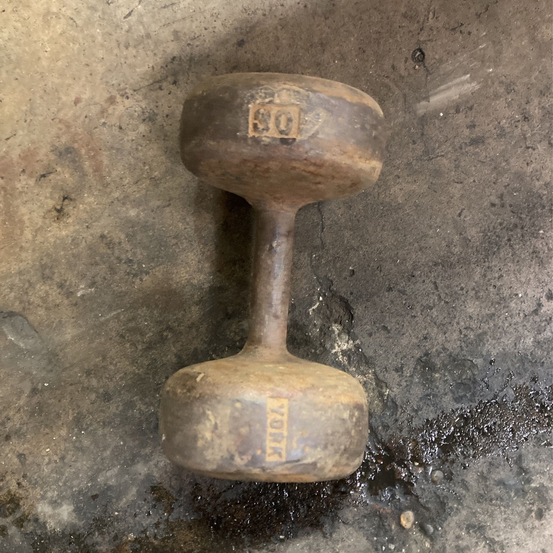 Vintage Round Headed York Dumbbell 30 Lb