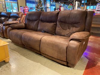 Brown Power Reclining 3-Seater Sofa