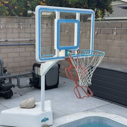 USED Dunn-Rite Splash & Shoot Pool Basketball Hoop, Adjustable Height Backboard – 200lbs Filled Base