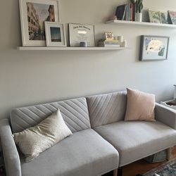 Grey Futon / Lays Flat Into Twin Bed / Almost New