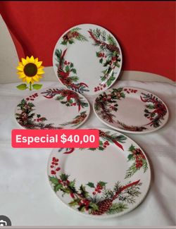 Set De 4 Plato’s Medianos Especial $45.00 Para Pastel Ensaladas Postres $40.00 Especial Princess House Ventas Finales