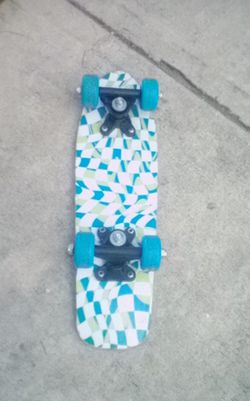 Mini skateboard blue green yellow and white for $5