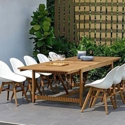 Brand New 11 Piece Extendable Rectangular Table With White Chairs Dining Set | 100% FSC Certified Solid Wood | Ideal Furniture Set For Outdoor
