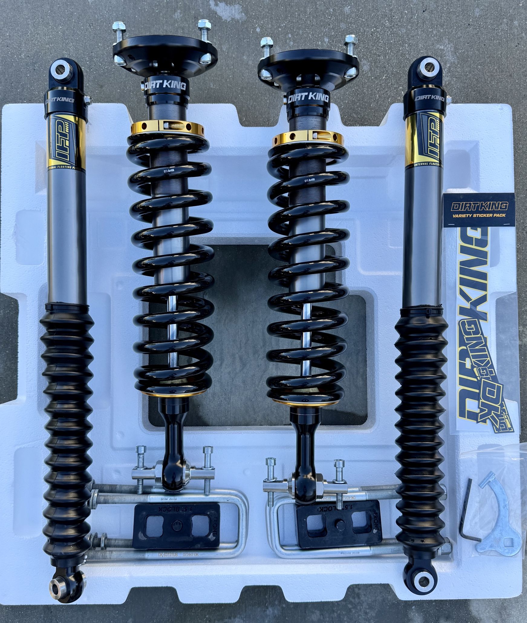 Dirt King 2.0 IFP Front Coilovers and 2.0 IFP Smooth Body Rear Shocks
