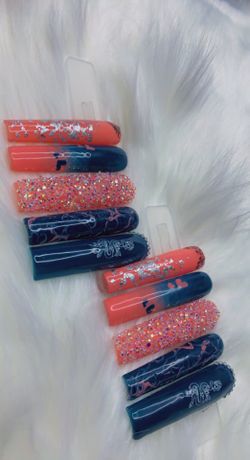 Blue And Pink Press Ons
