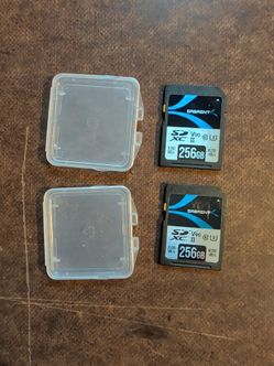Two Sabrent V90 256 GB SD cards