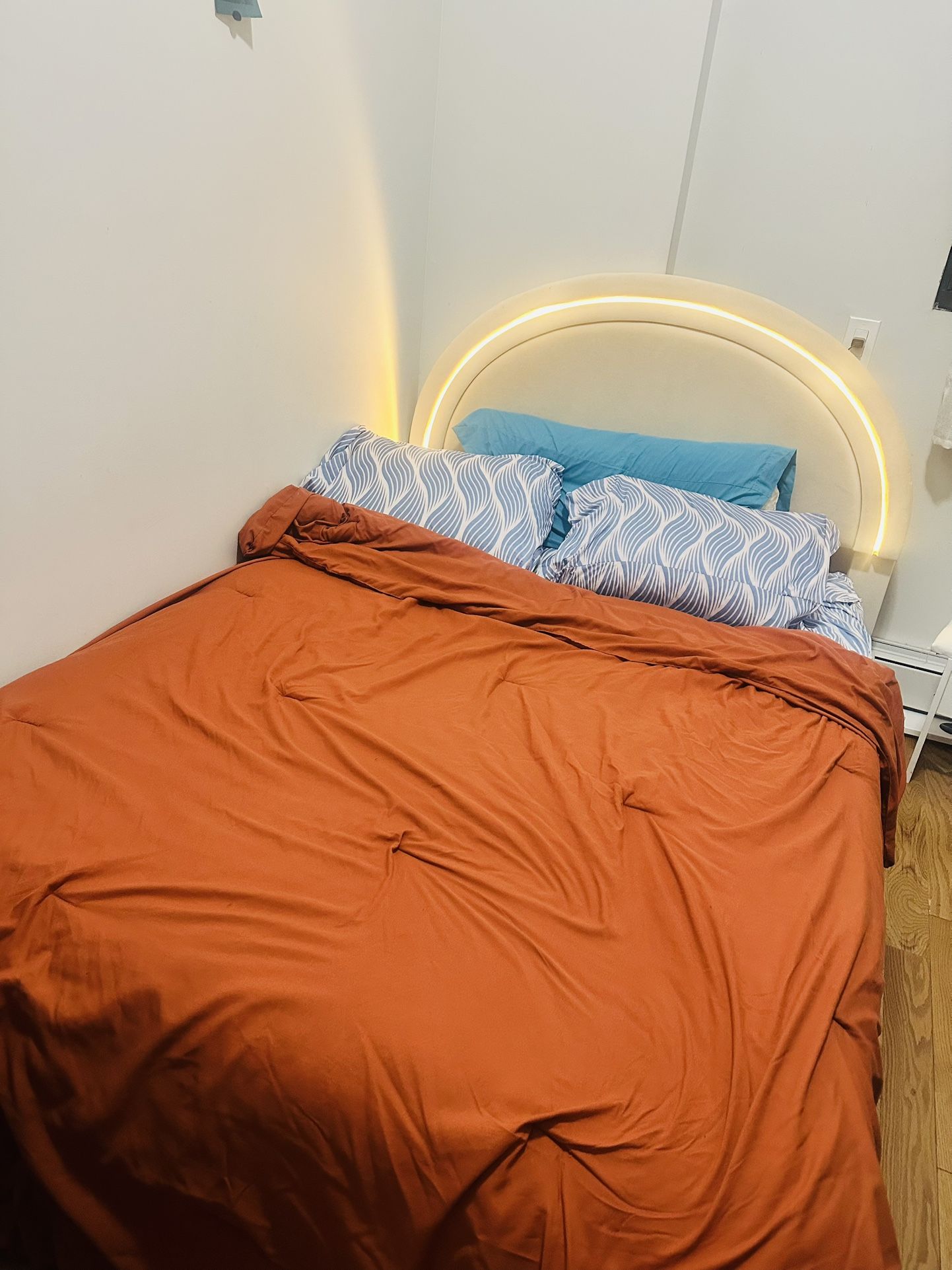 Full Size Bed Frame With LED Light 