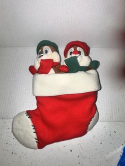 Disney Chip 'n Dale Duo in Santa Stocking Christmas Holiday Plush