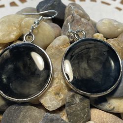 Handmade Black Swirl Resin Earrings