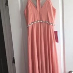 promgirl minuet long pink dresses size S ( brand new)