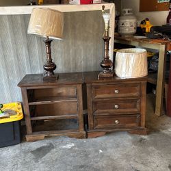 Full Bed Frame With Night Stand 