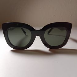 Celine Paris Black Cat Eye 3 Dot Sunglasses Made in Italy
