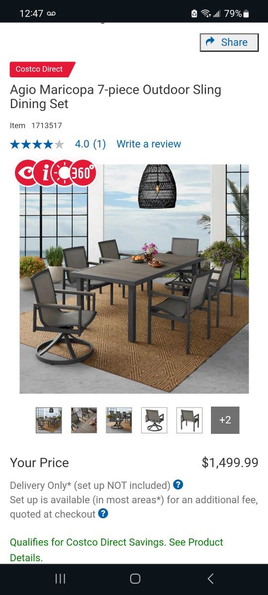 Agio Maricopa 7-piece Outdoor Sling Dining Set $1,100