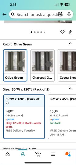 Brand New Olive Green Blackout Curtains