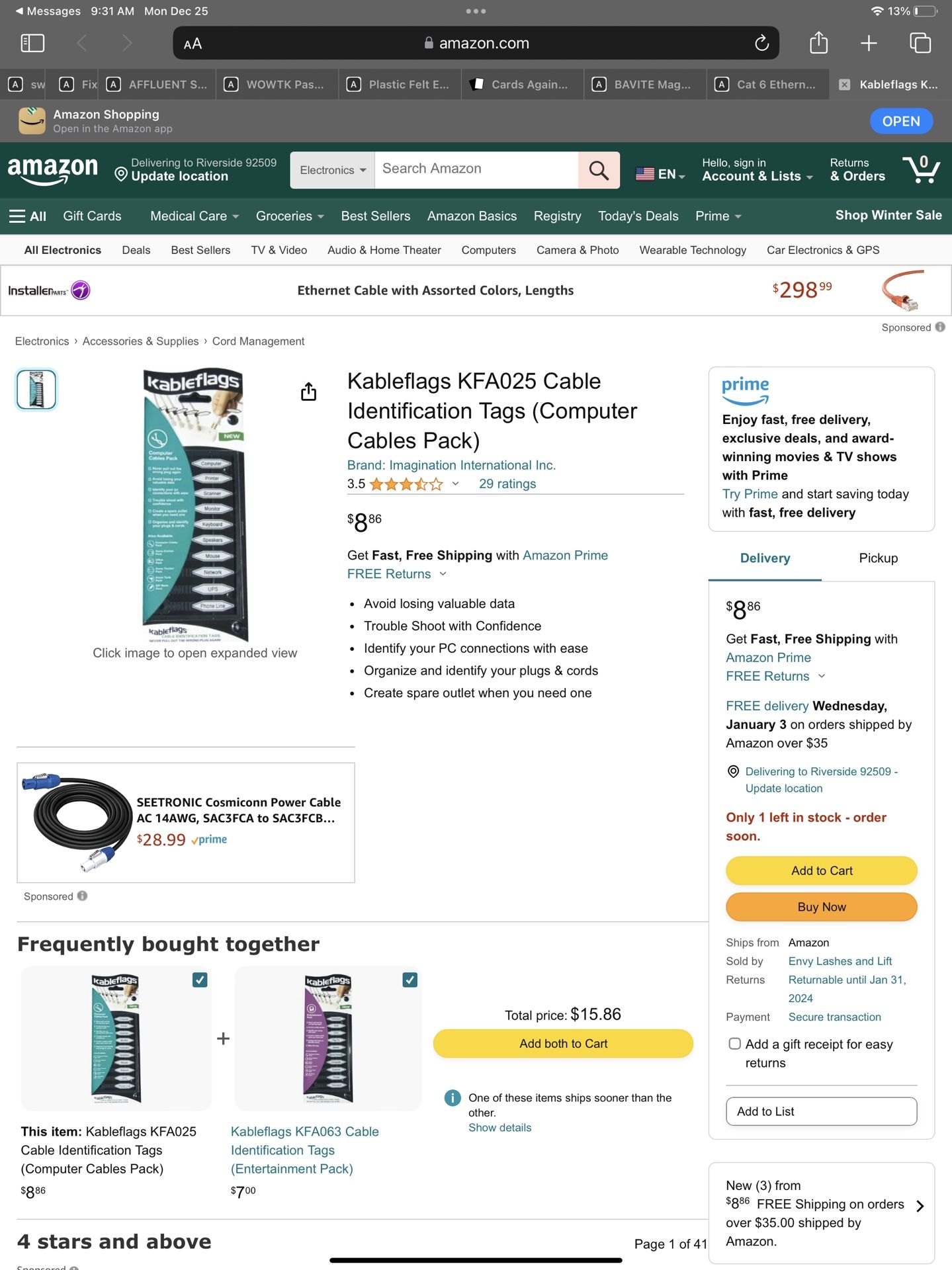 Kableflags KFA025 Cable Identification Tags (Computer Cables Pack)