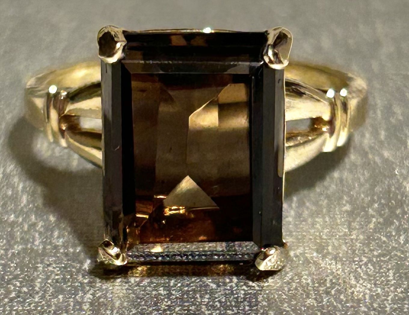 Smoky Quartz Brass Ring