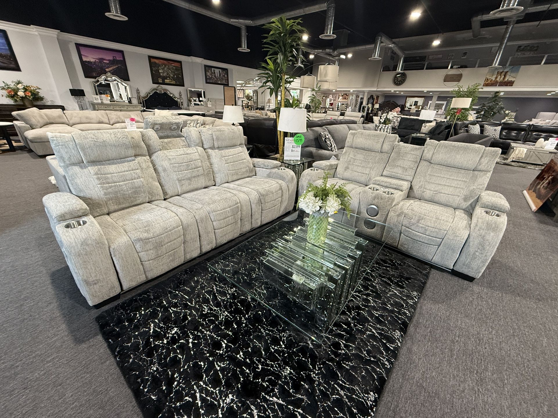 2 Pc Sofa And Loveseat With Speakers And LED LIGHTS