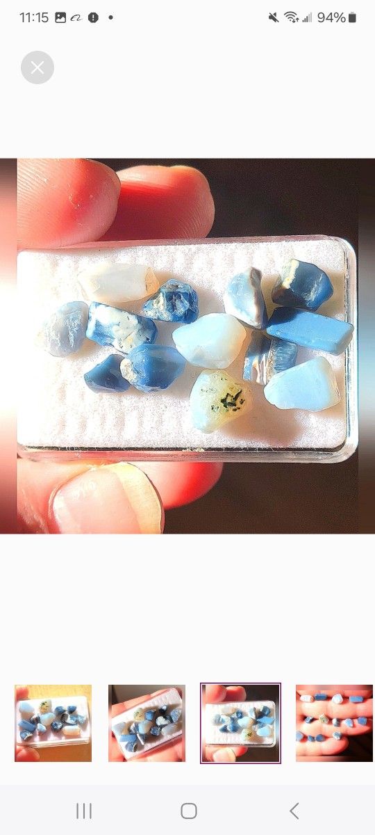13pcs. Natural Blue Australian Fire Opal Rough Polished Crystals 4-8mm