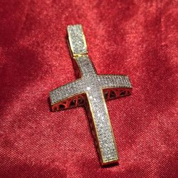10k Yellow Gold Diamond Cross Pendant 5.17 ctw 