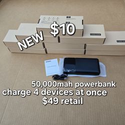 New In Box Large Capacity 50,000 Mah Power Bank With Type C  Charger $49 Retail