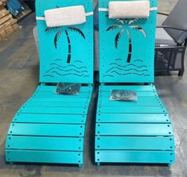New Assembled  Set of 2 Folding in Pool Lounge Chair HDPE Fade Resistant Patio Chaise
