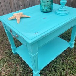 Side Table Distressed Turquoise Color 