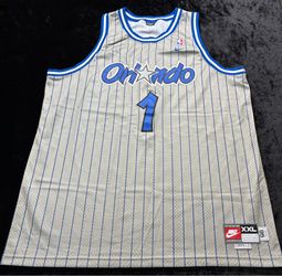 Men 2XL Vintage Nike Tracy McGrady Orlando Magic Pinstripe Gray Stitched Jersey
