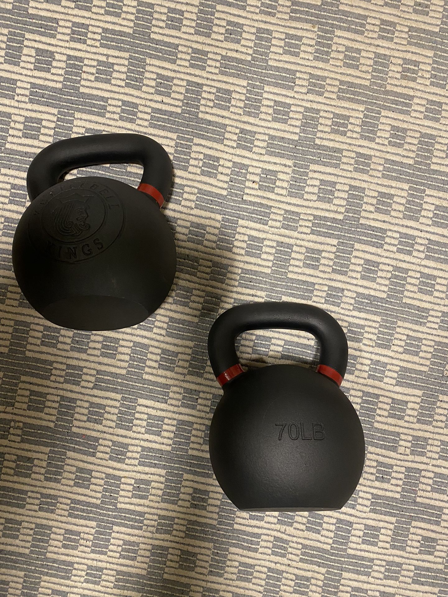Two 70lb Kettlebells