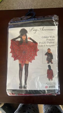 Leg avenue red glitter web poncho one size new